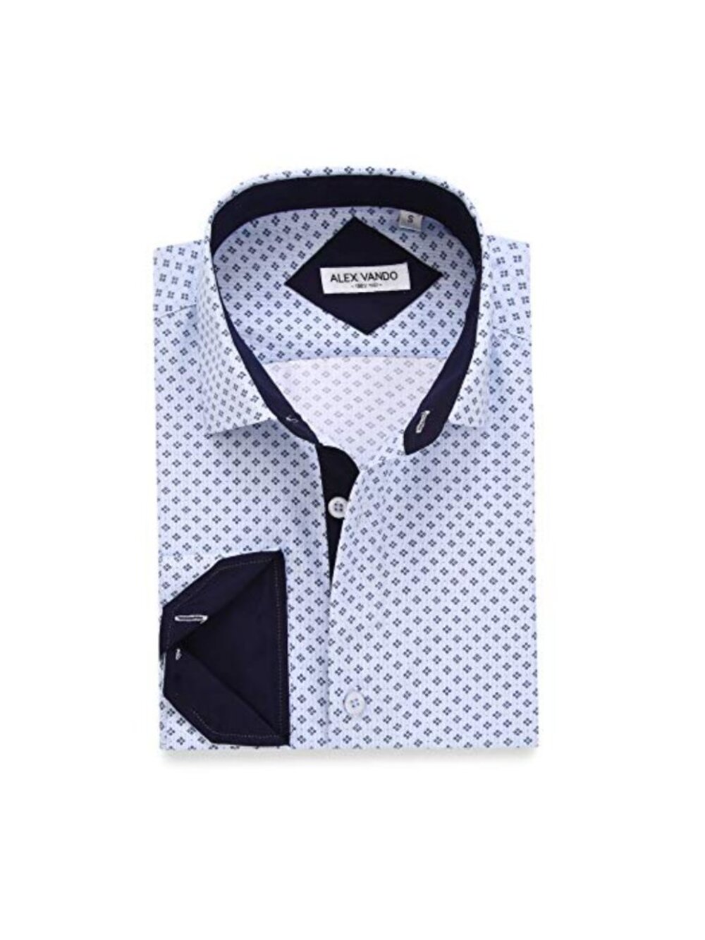 Men's Printed Long Sleeve Dress Shirt Regular Fit Polyester Blend Button Down
